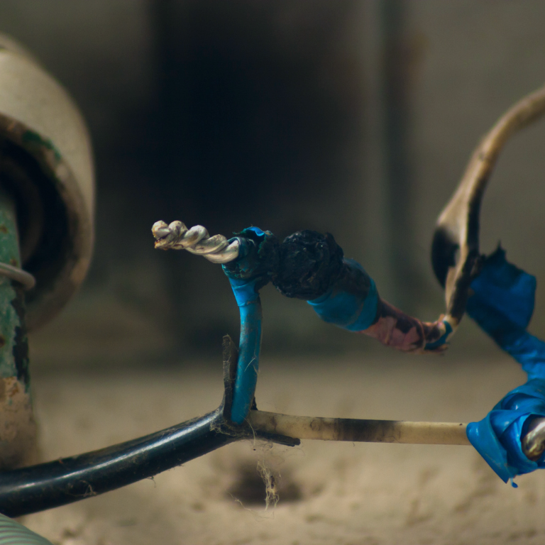 Close up of wires that have been burnt by fire